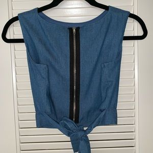 tie-back denim crop top